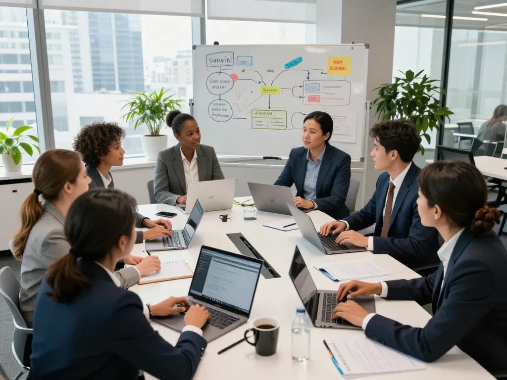 Sunwin team brainstorming innovative strategies in a modern office setting