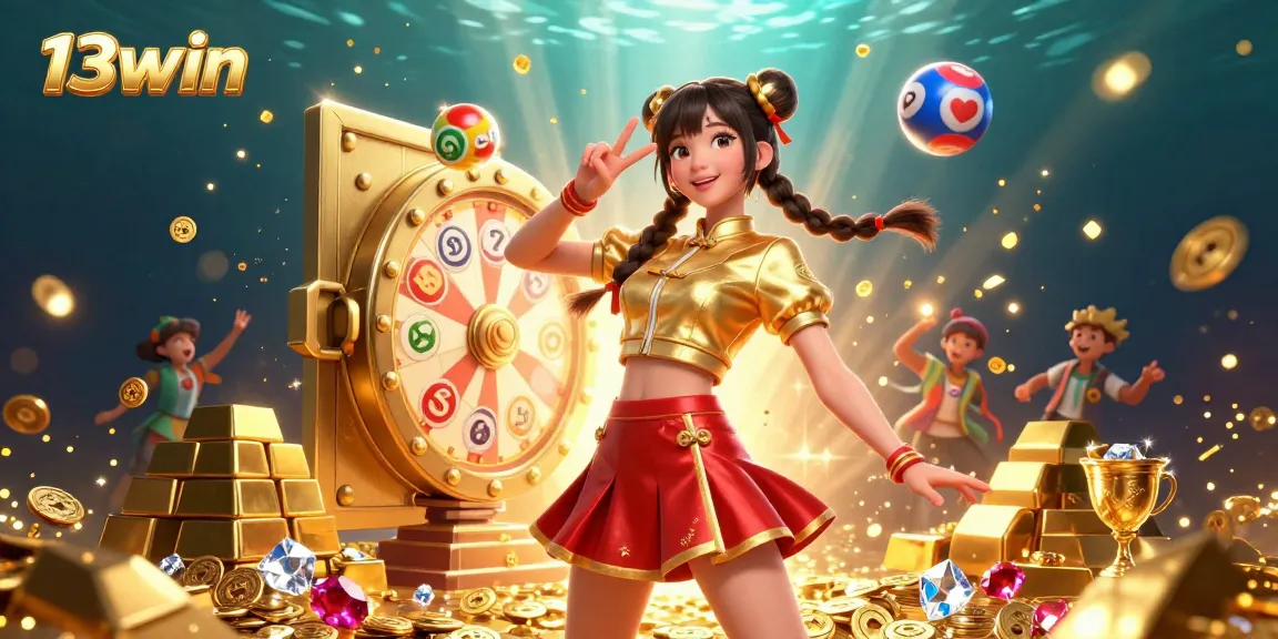 Experience the thrill of 13win with this vibrant illustration featuring a joyful character and casino elements, reflecting the excitement of online gaming.