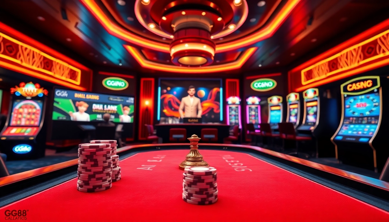 Experience the thrilling atmosphere of online gambling at GG88's gaming interface.
