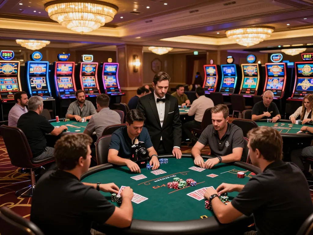 Engaged players enjoying a vibrant casino experience at F8BET with dynamic gameplay and warm atmosphere.