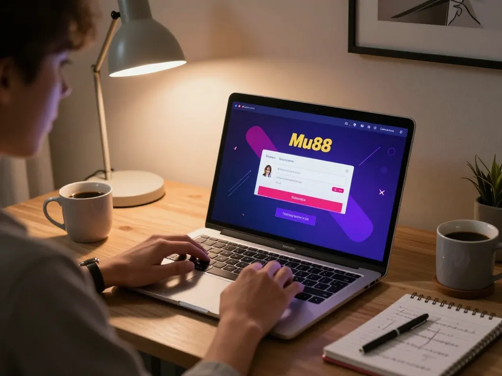 Engaging online gambling moment on Mu88 login interface, showing strategic play and personal space.
