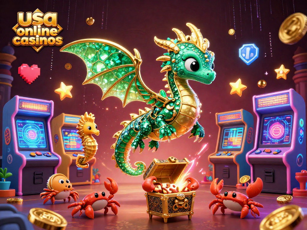 Experience the excitement of usa online casinos with a vibrant sea dragon and dynamic casino elements.