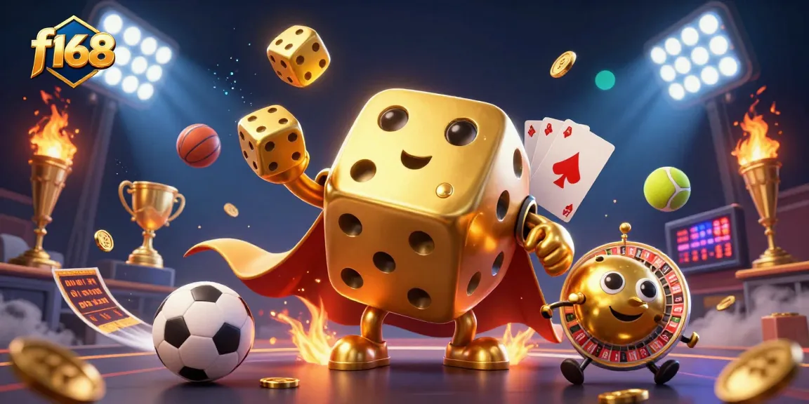 Experience thrilling wins with f168 in this vibrant online casino scene featuring dynamic characters and gaming elements.