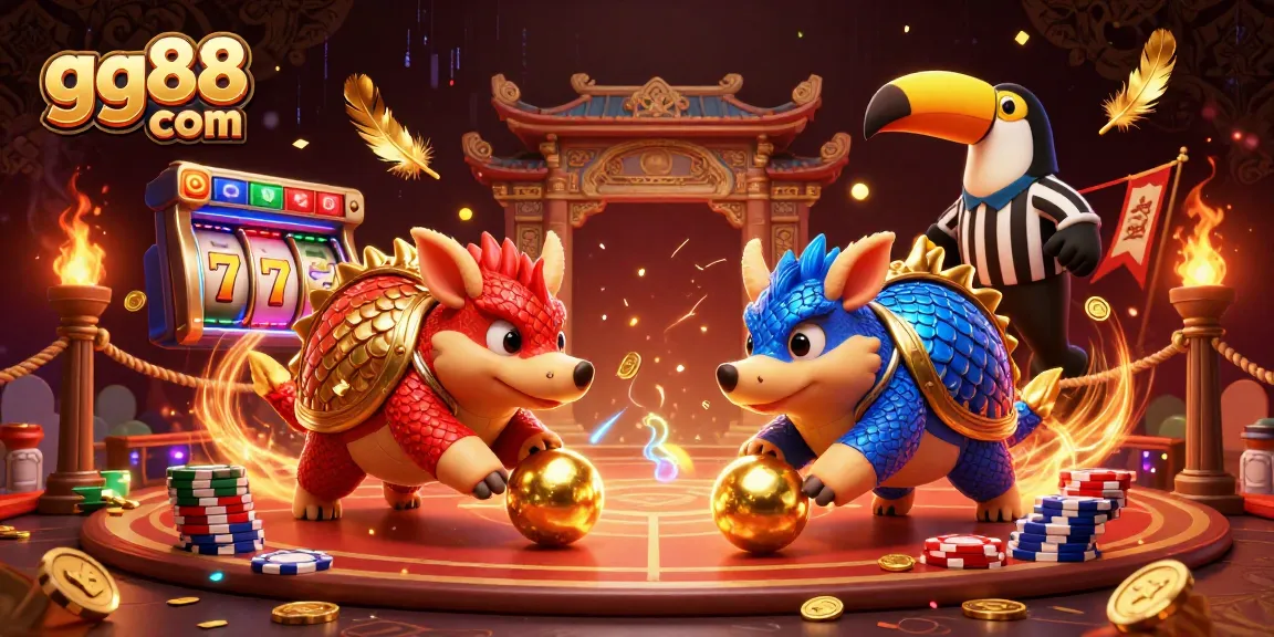 Experience thrilling casino action at gg88 com with colorful pangolins bowling through poker chips and jackpots.
