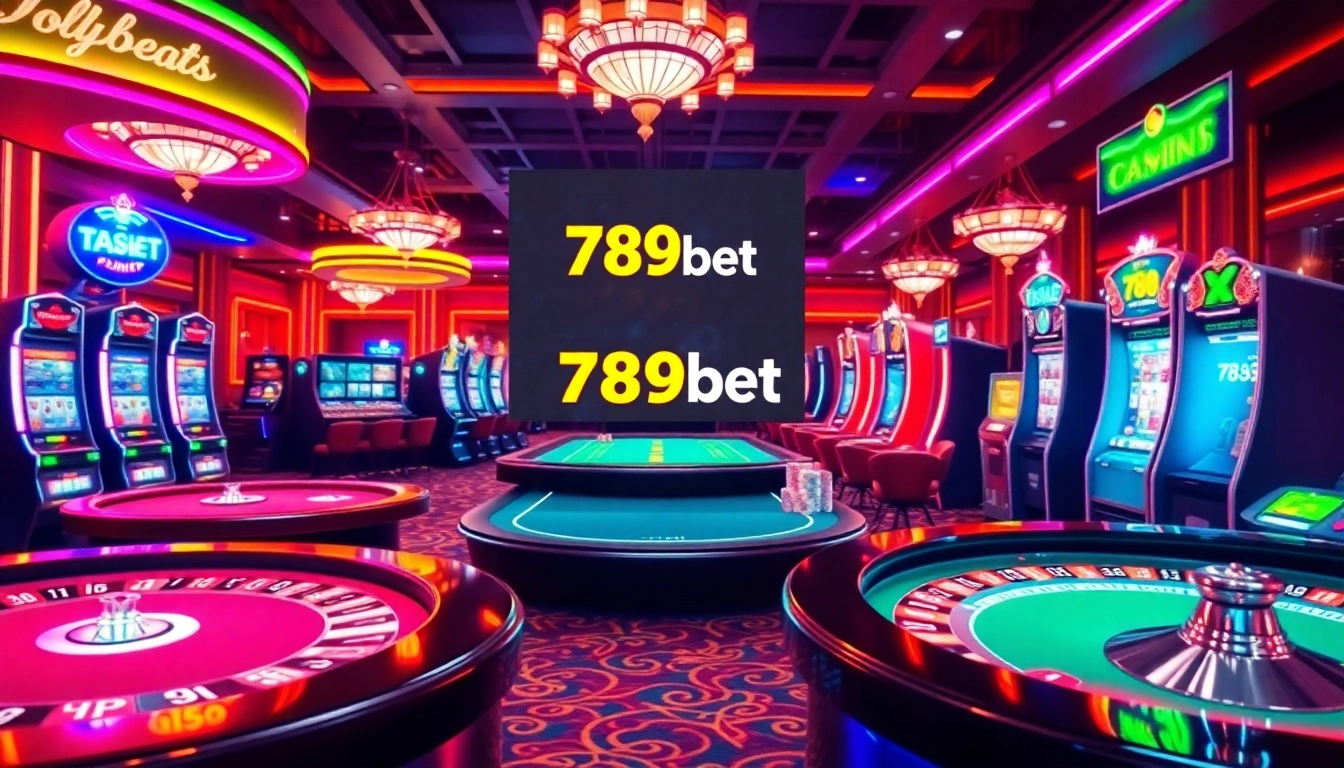 Players enjoying an exciting experience at 789bet casino tables with vibrant slots and roulette wheels.