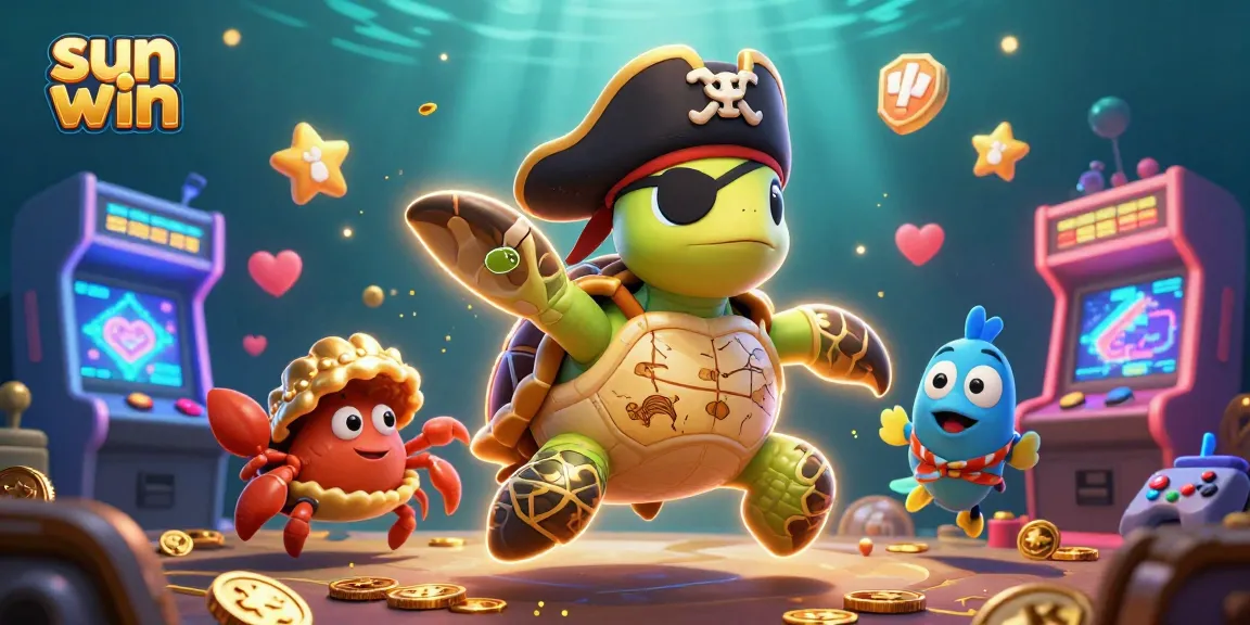 Experience sun win with vibrant characters navigating a treasure-filled underwater casino adventure.
