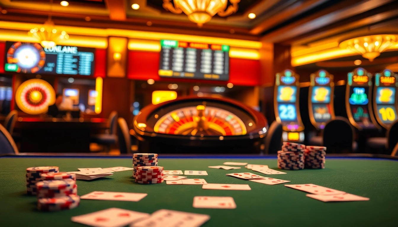 Players enjoying an exciting game at Jun88 casino with vibrant gambling elements.