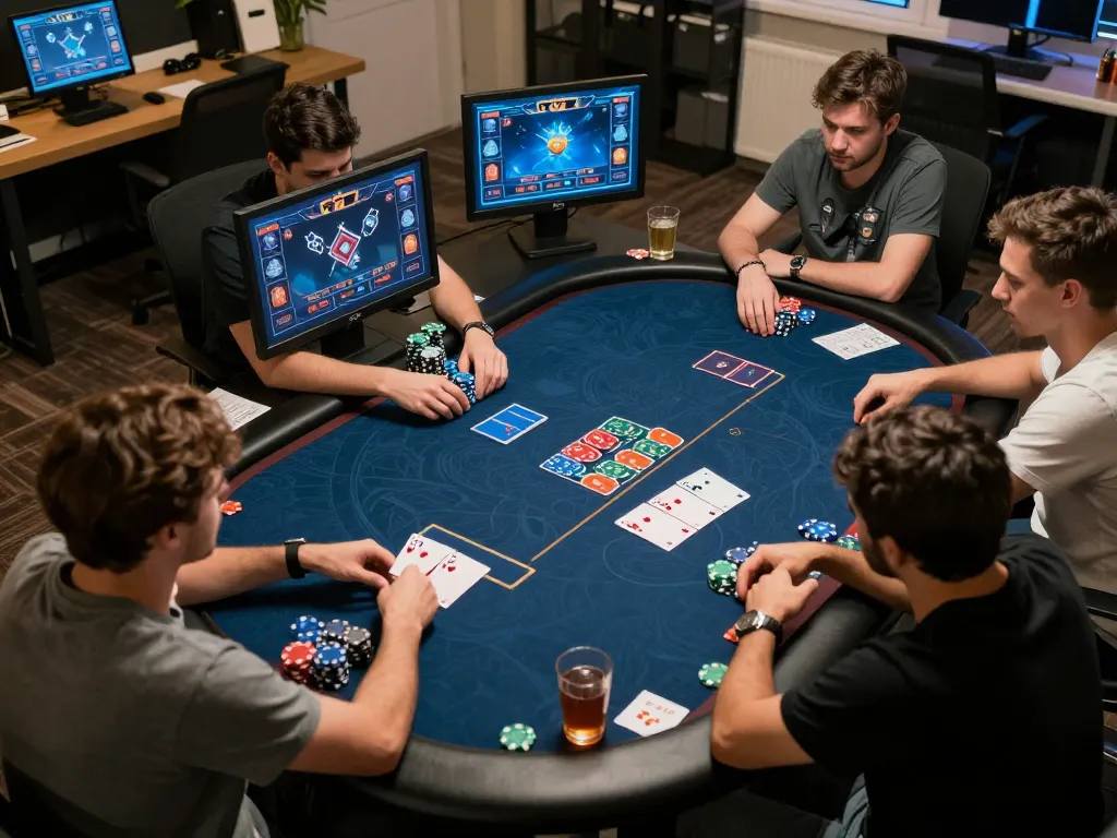 Engaging online poker game featuring 777X interface with players strategizing bets and community cards.