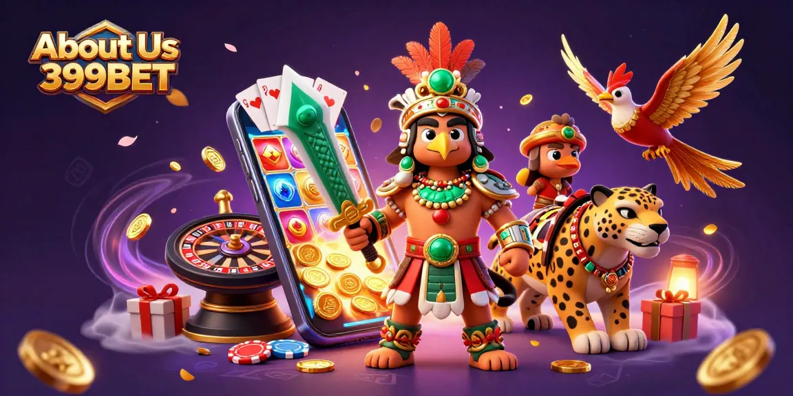 Engage with About Us 399BET through this vibrant 3D casino scene showcasing a rich gambling atmosphere.
