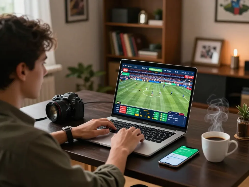 Engaging online sports betting experience at 58win with live games displayed on a laptop.