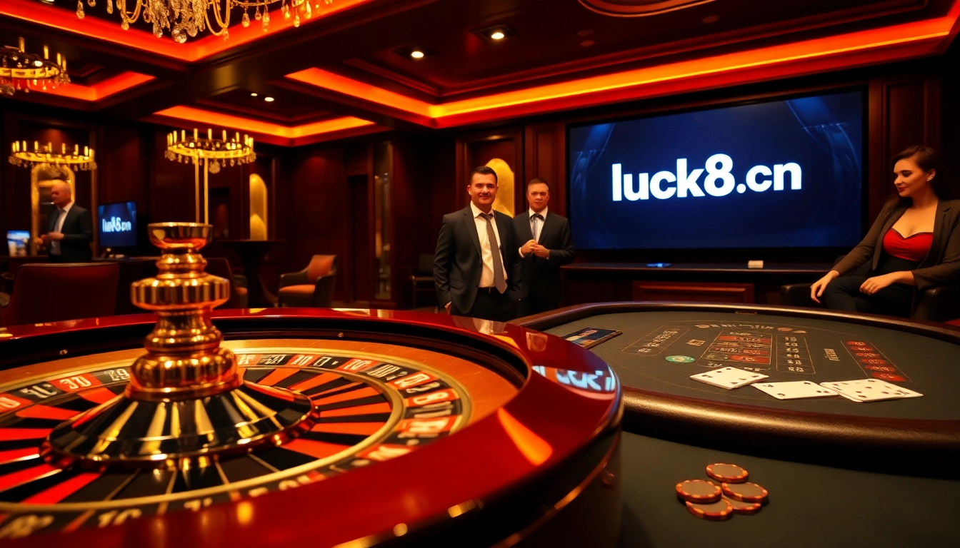 Experience thrilling gameplay at luck8.com with vibrant casino tables and poker chips.
