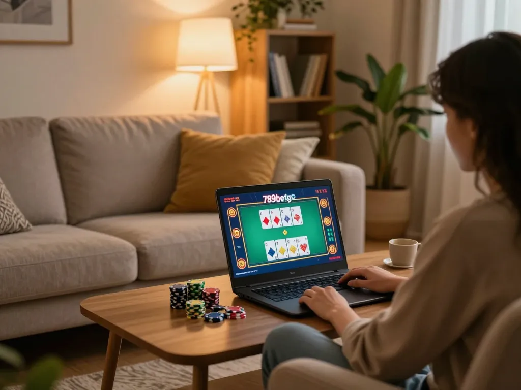 Engaging online card game experience on 789betgo in a cozy home environment.
