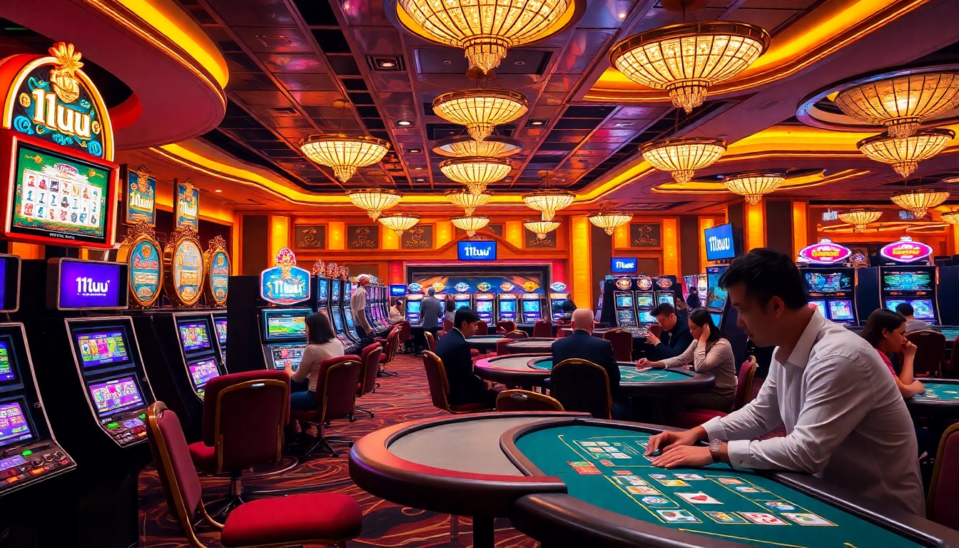 Experience the excitement of gambling with 11uu in a luxurious casino setting featuring live dealers and vibrant games.