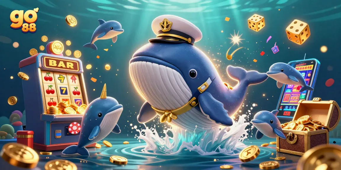 Experience the excitement of go 88 with this vibrant underwater casino scene featuring playful creatures and jackpots.