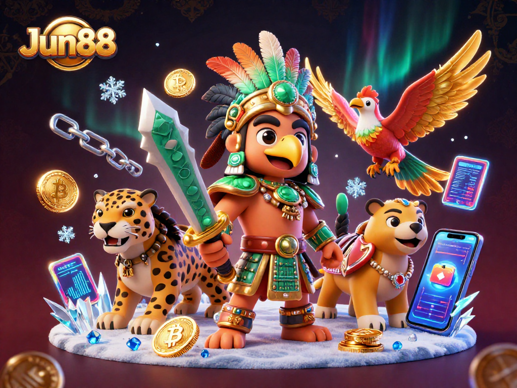 Engage with the captivating world of Jun88 casino games featuring Aztec warriors and crypto elements.