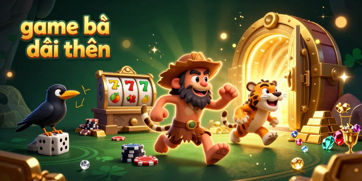 Engage in exciting game bài đổi thưởng with vibrant characters and rich casino elements in this dynamic illustration.