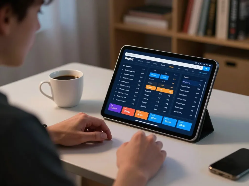 Bsport user engaging in online sports betting on tablet, demonstrating strategic gameplay and comfortable setting