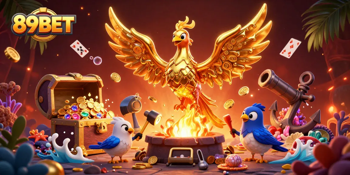 Experience thrilling wins at 89BET, where golden phoenixes symbolize fortune and fiery gameplay excitement.