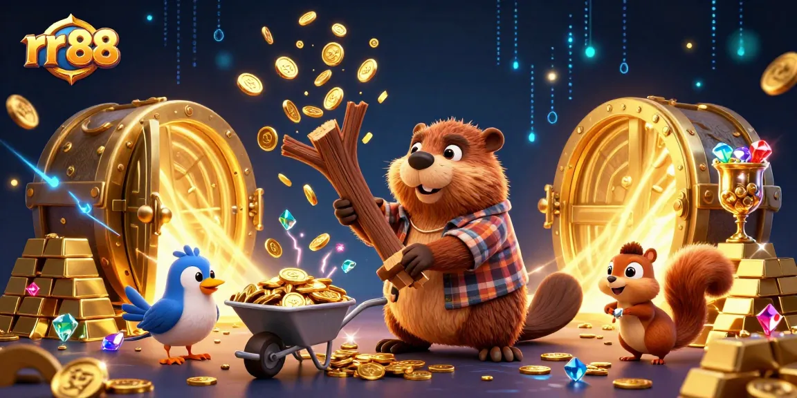 Spin the reels at rr 88 with cartoon characters collecting gold coins in a vibrant casino.