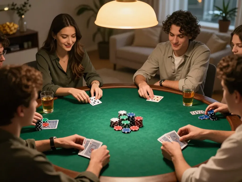 Engaging in friendly poker game while using the 789win link for online betting.