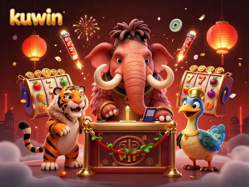 Experience exhilarating slots with kuwin's vibrant casino atmosphere brought to life by engaging characters.