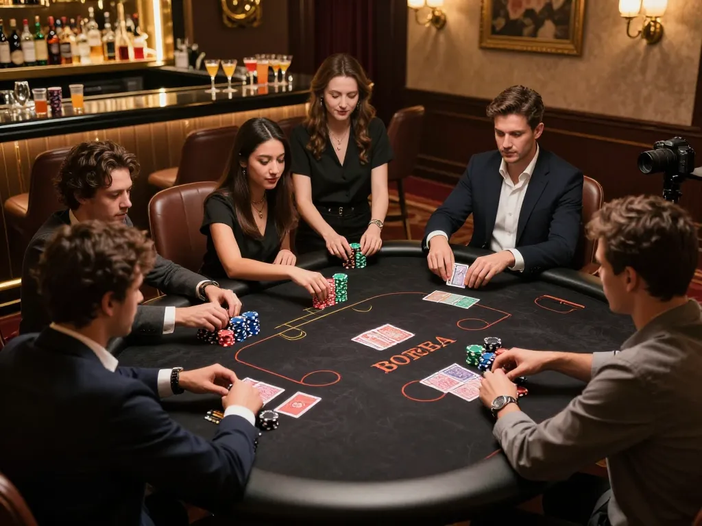 Players engaged at the poker table at fly88, showcasing strategy and excitement.