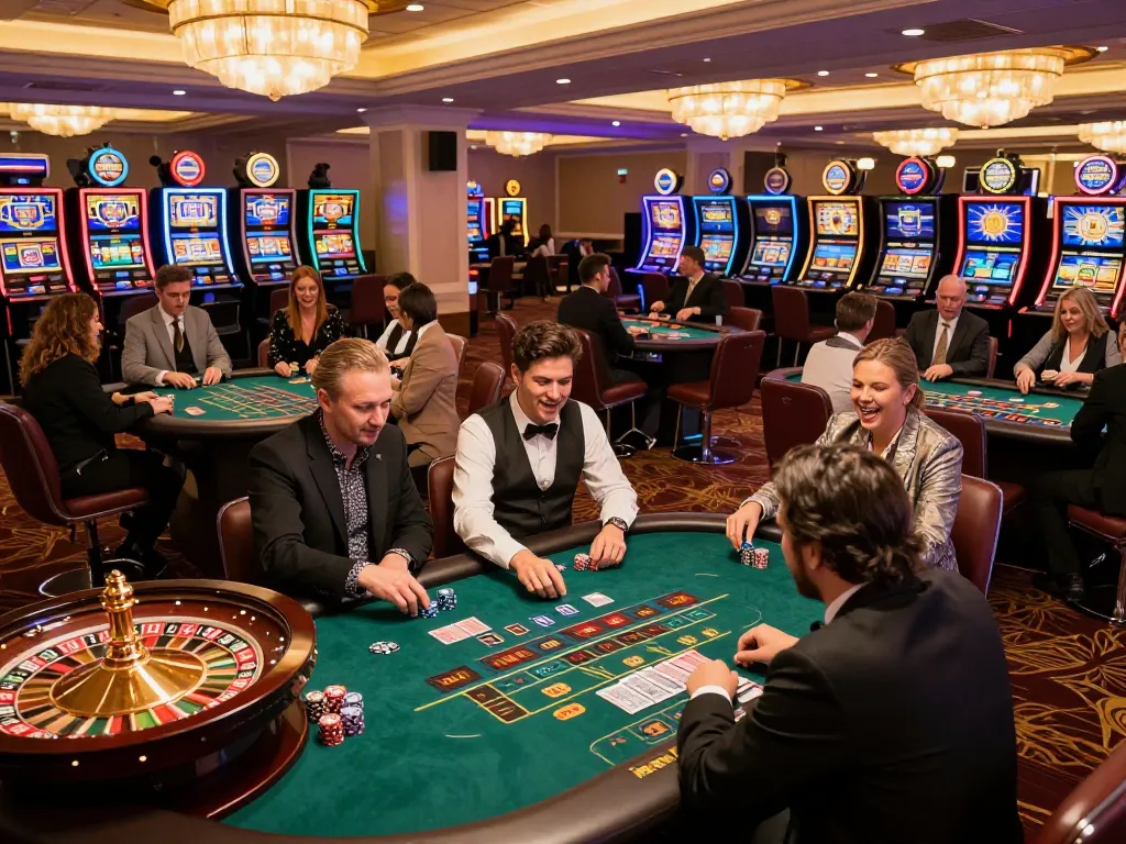 Engaged players enjoying diverse games at KKWIN trang chủ casino, showcasing exciting atmosphere.