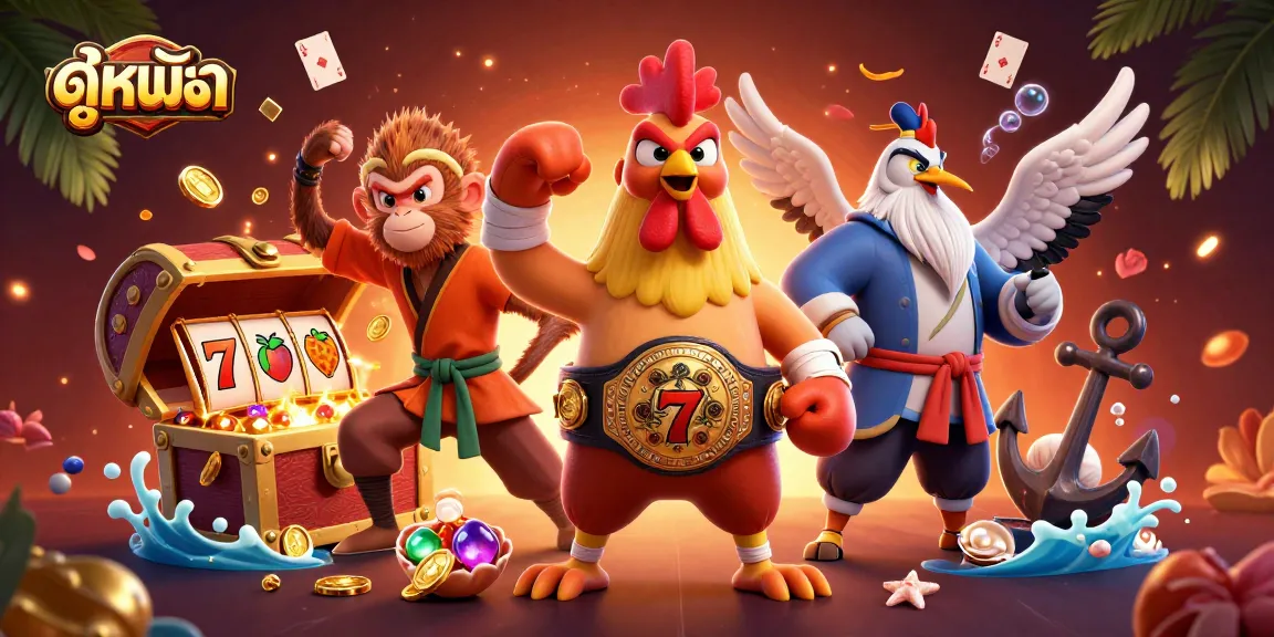 Engage in ดูหนังออนไลน์ with an exciting scene of animated characters and casino gaming elements.