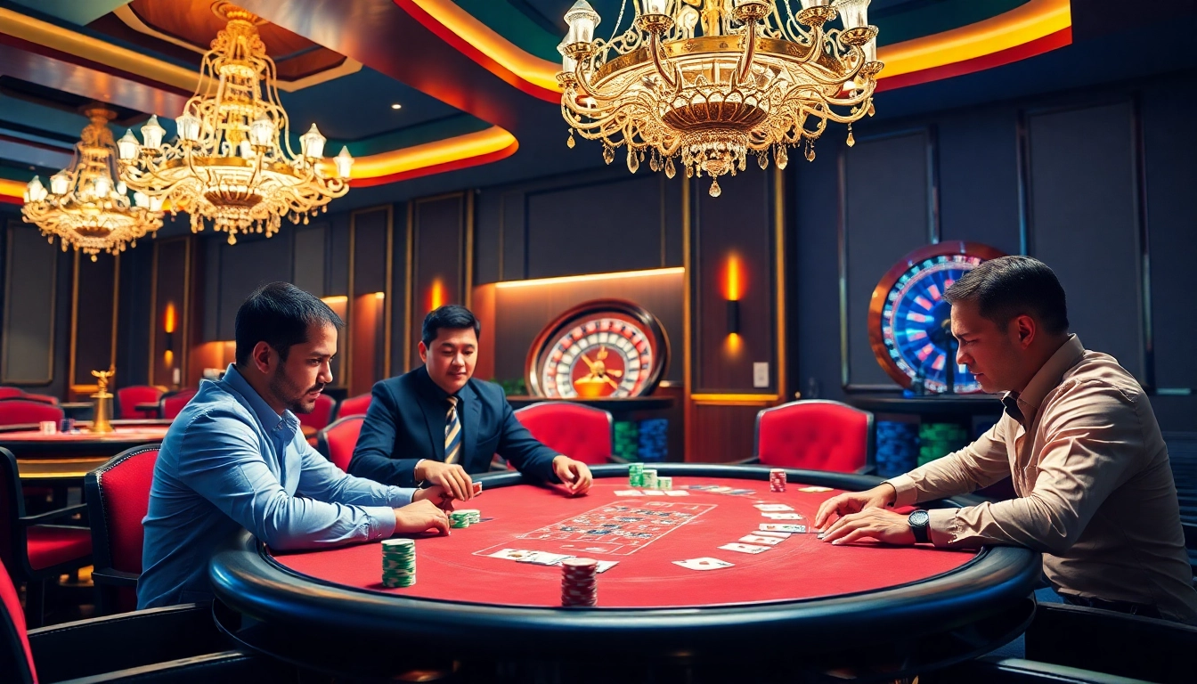 Experience thrilling poker action at the prestigious casino scene from https://xx88.moe/, showcasing engaged players and dynamic gameplay.