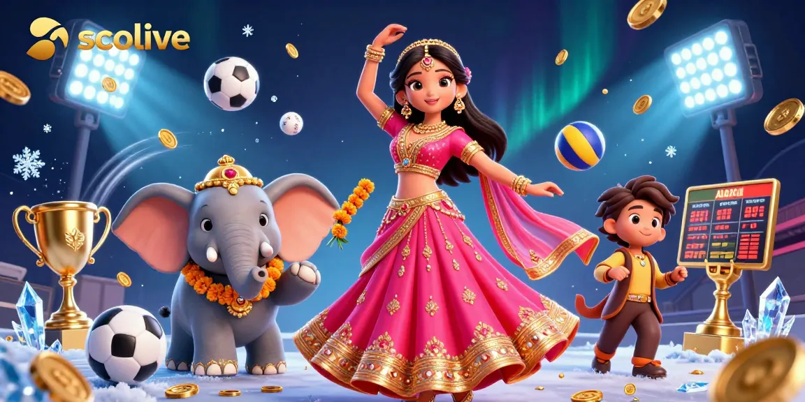 Socolive showcases dynamic sports betting with 3D characters and vibrant sports elements in a lively atmosphere.