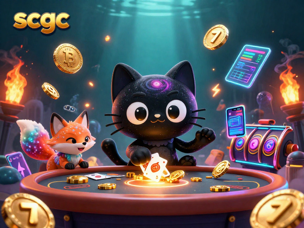 Engage with top credit card casinos at scgc, showcasing an energetic cosmic casino scene.