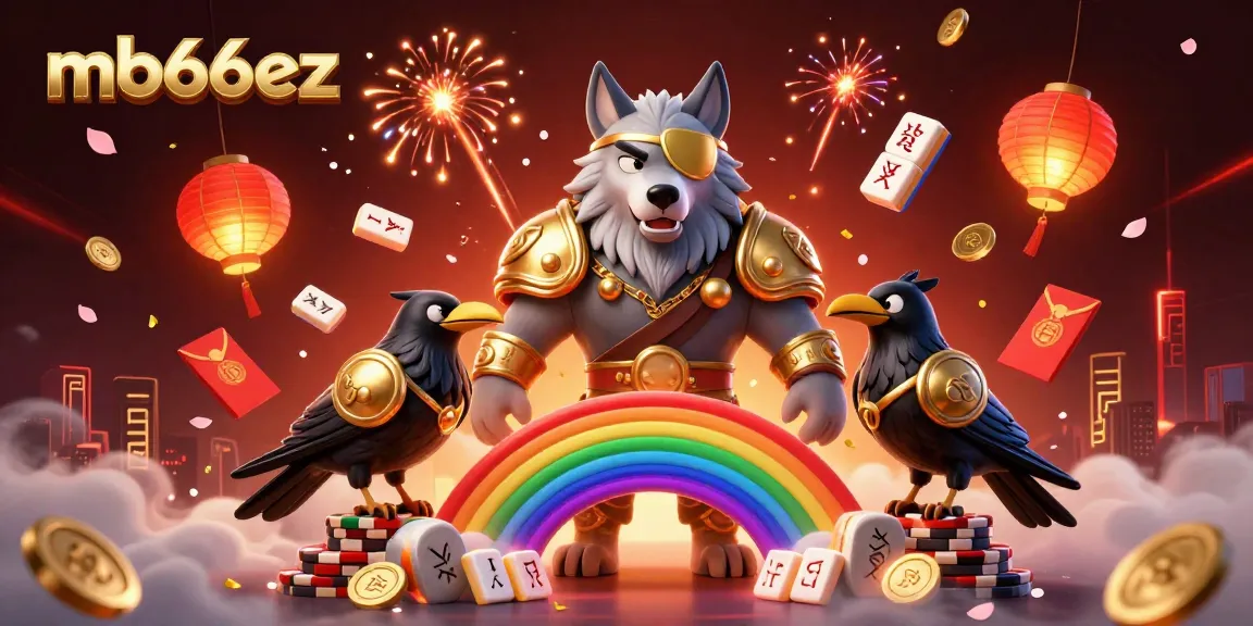 Experience the thrill of mb66ez with this vibrant casino-themed 3D illustration featuring Odin and ravens amidst casino chips.