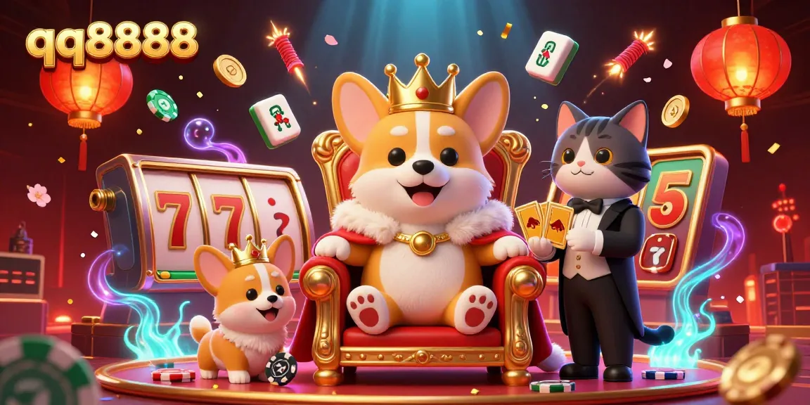 Experience the excitement of qq8888 with a vibrant lottery scene featuring animated characters and rich gaming elements.