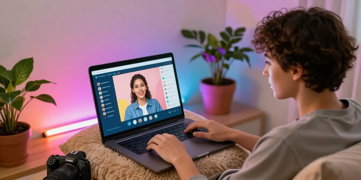 Engaging in free AI sex chat with an interactive digital companion in a cozy atmosphere.