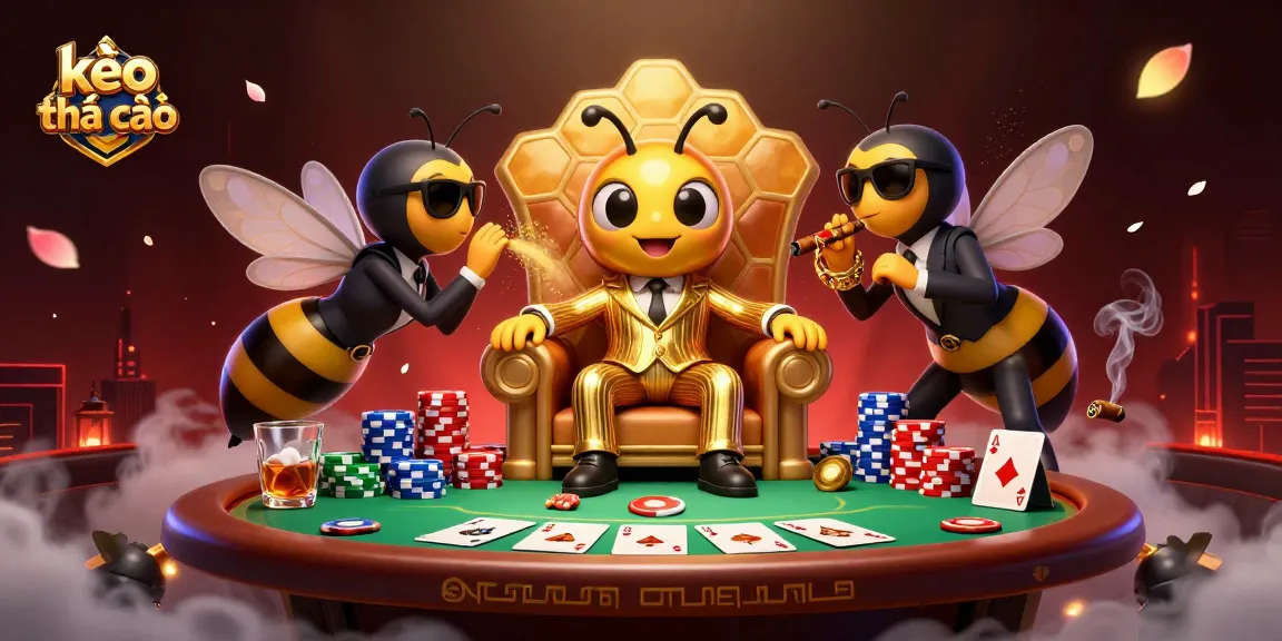 Experience kèo nhà cái strategies with cartoon mob boss surrounded by poker elements and action.