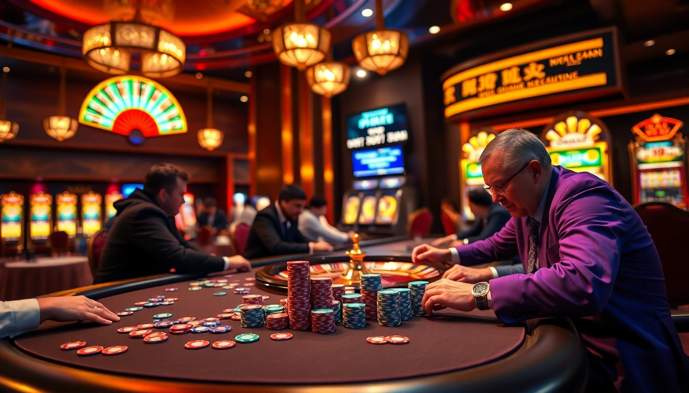 Experience the thrill of keonhacai betting at a luxurious casino poker table.