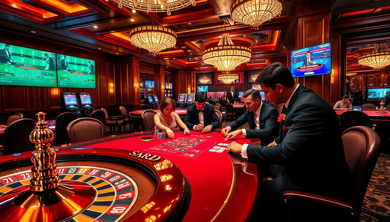 Experience the excitement of high-stakes poker at say88 casino with dynamic gaming action and bright lights.