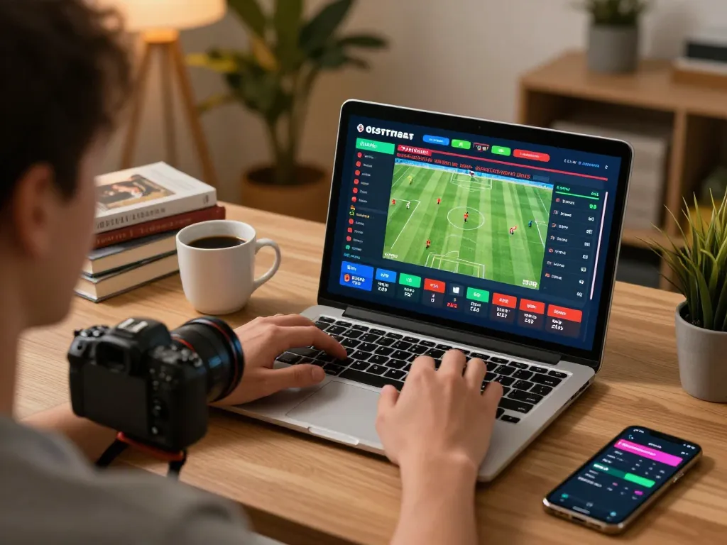 Placing sports bets online with 79 king in a cozy home office
