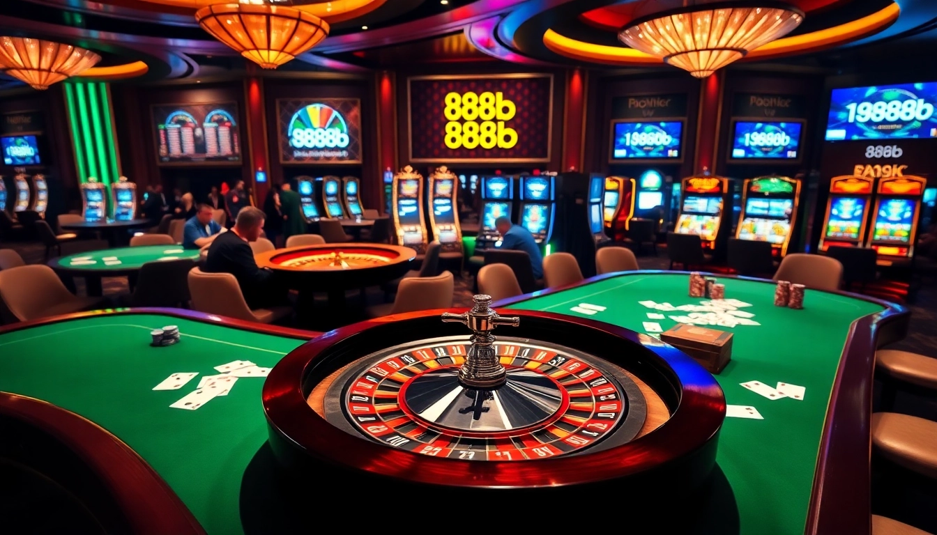 Experience the excitement of 888b with vibrant casino gaming tables and engaging ambiance.