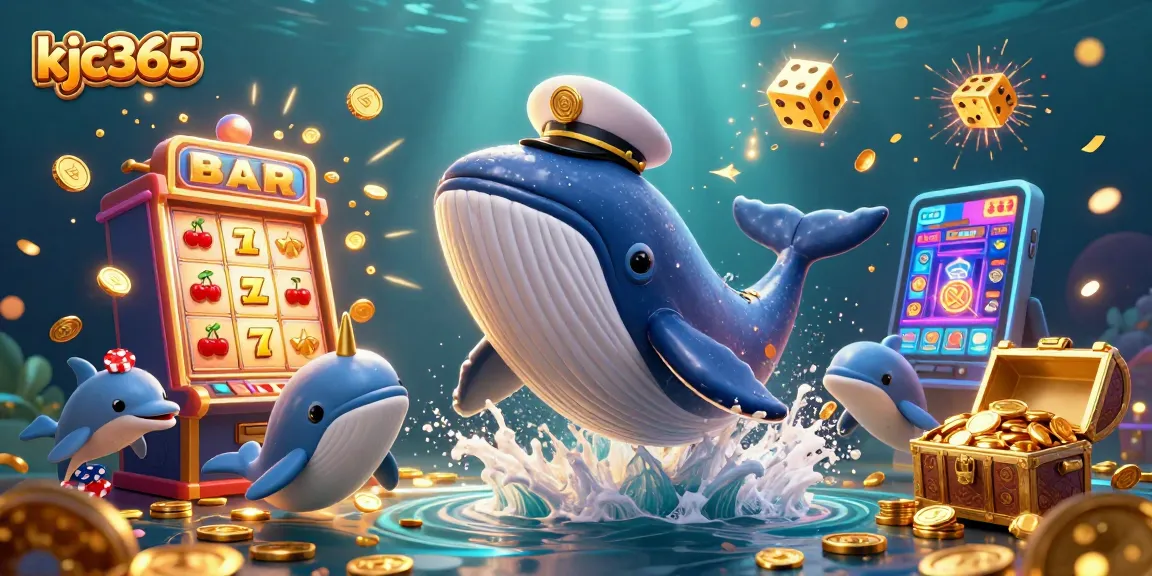 Join the excitement at kjc365 as a cartoon whale and friends celebrate a playful gaming adventure!