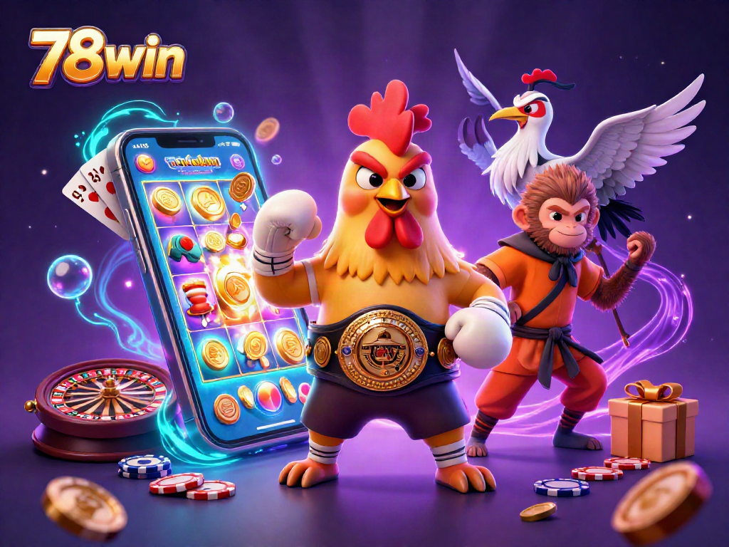 Win big with the 78win slot adventure featuring a Muay Thai rooster and friends!