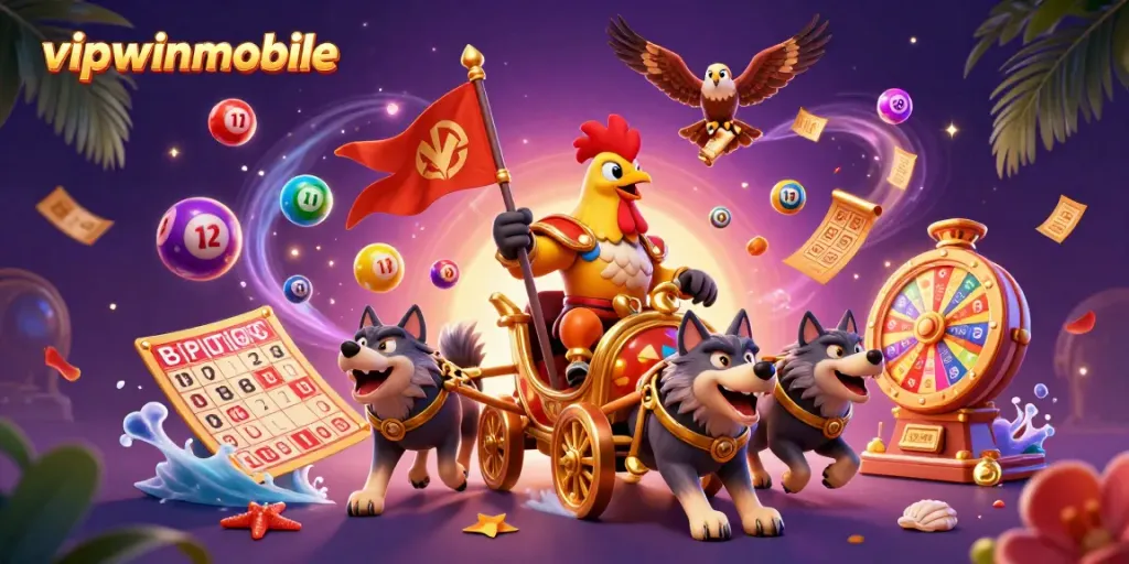 Engage in thrilling gameplay at vipwinmobile with festive lottery elements and dynamic characters.