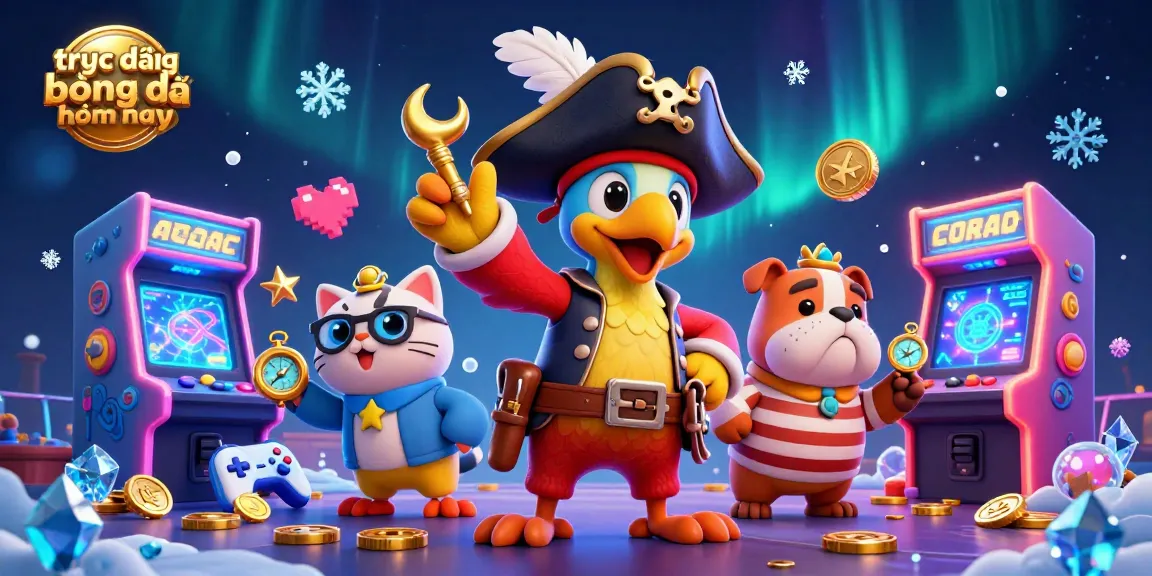 Experience trực tiếp bóng đá hôm nay with lively gambling-themed 3D illustration full of action.