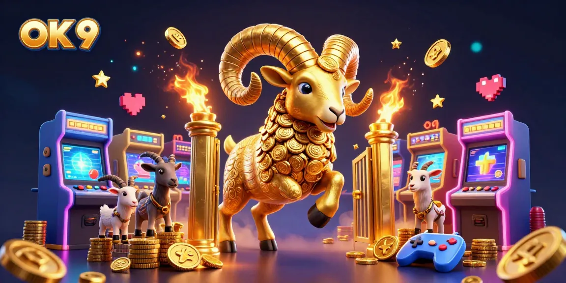 Engage in winning strategies with OK 9 in this vibrant 3D casino scene featuring animated characters and gaming elements.