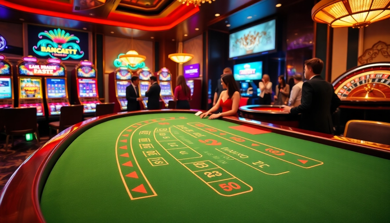 Engaging baccarat game scene representing https://www.sclub88.bet/ with luxury casino elements.