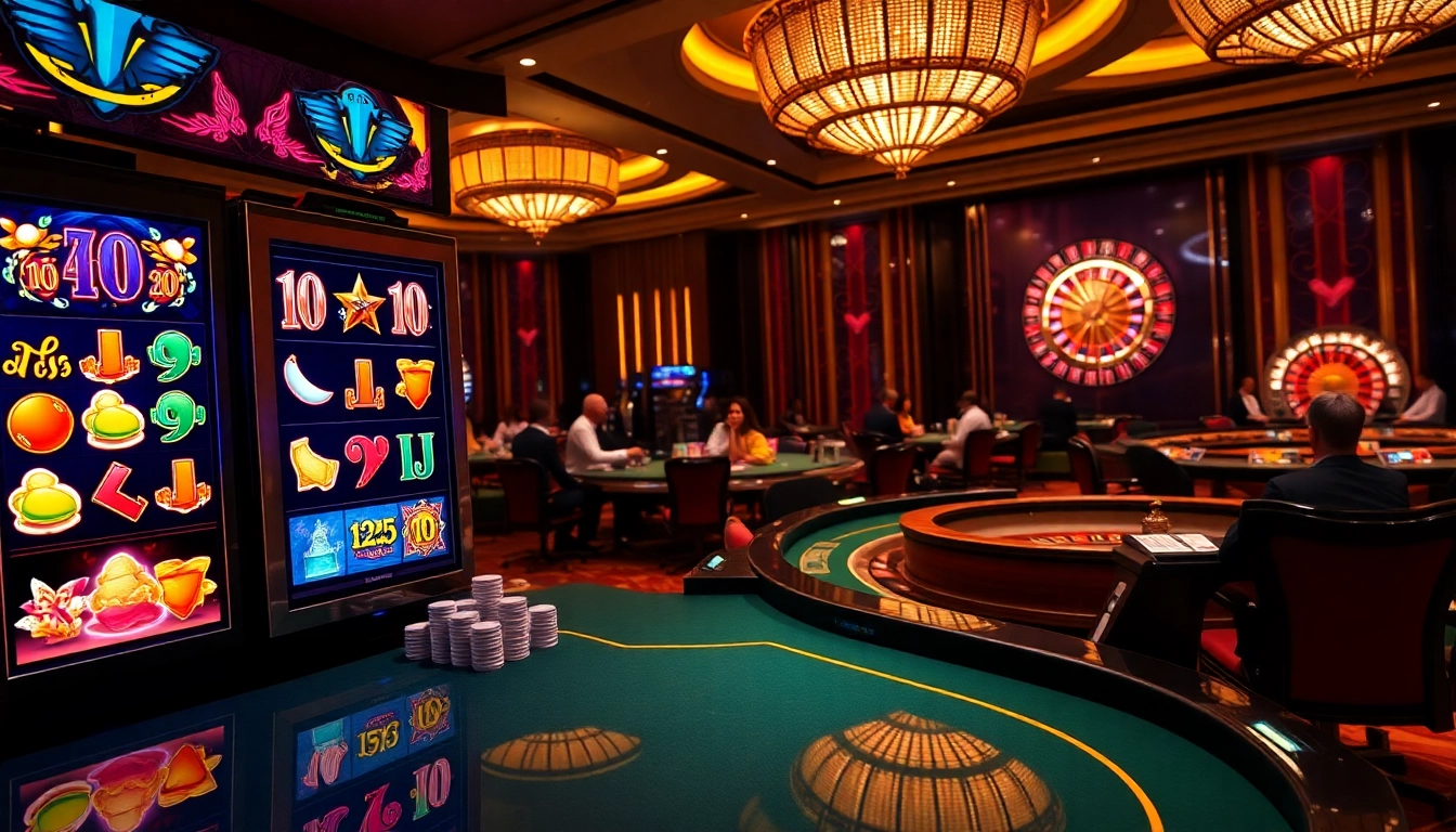 NỔ HŨ 123GA-themed slot machine lighting up a luxurious casino scene filled with engaging gameplay.