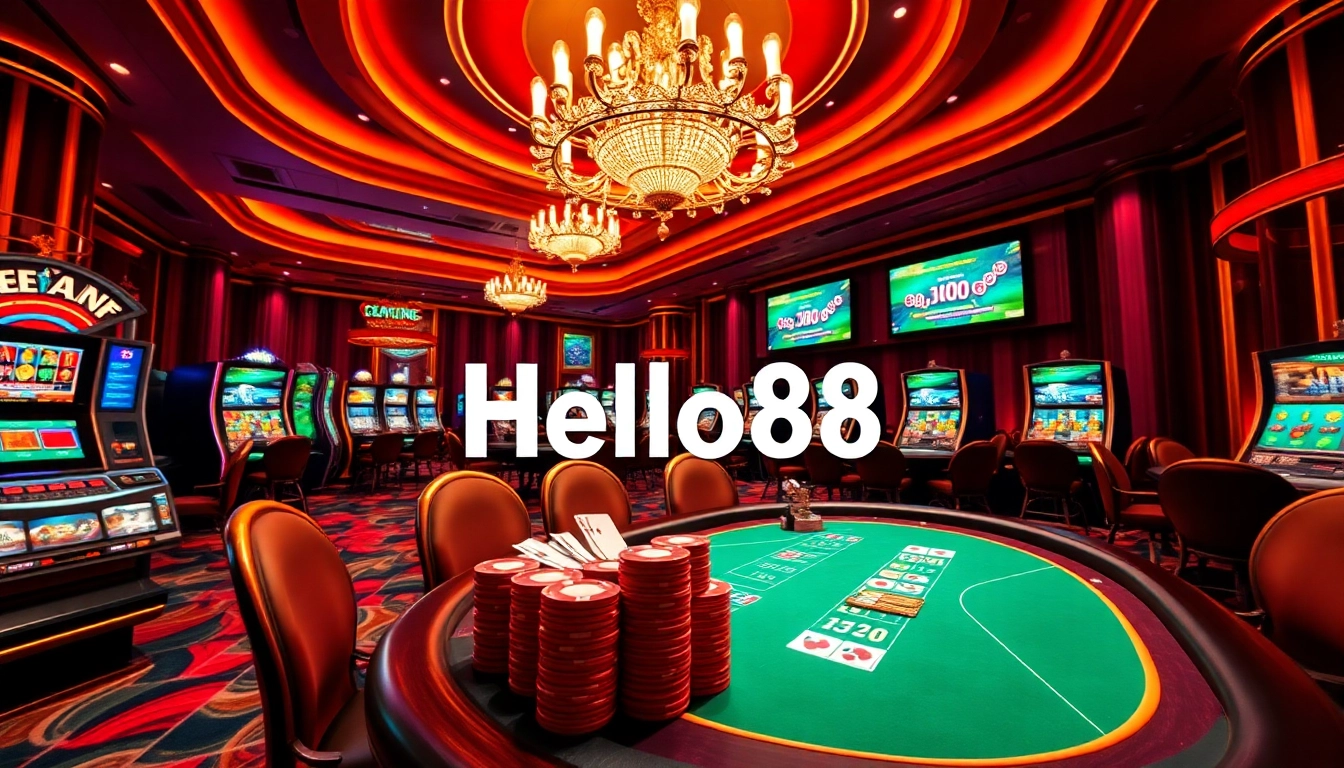 Experience thrilling gameplay at Nhà cái Hello88, featuring vibrant casino tables and high-stakes excitement.