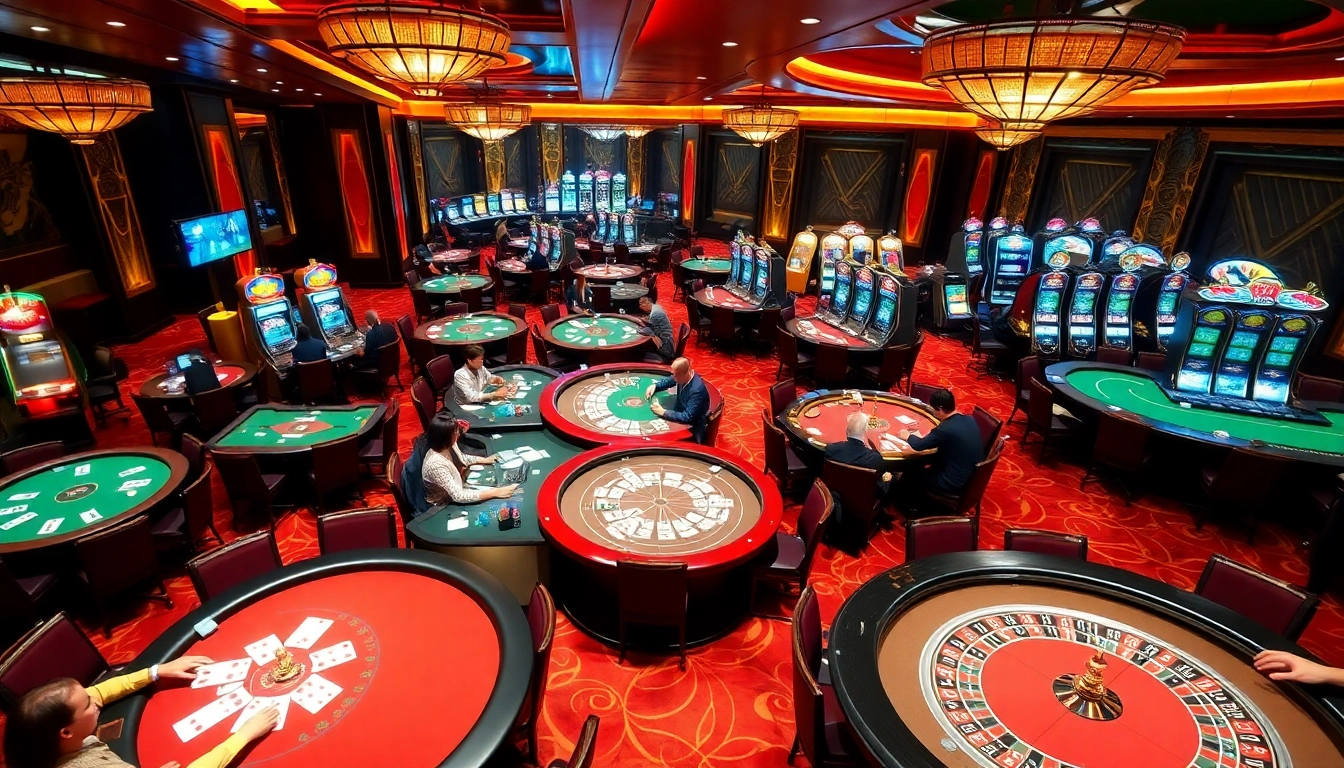 Experience thrilling gameplay at the Trang chủ 9BET casino, featuring vibrant tables and engaging players.