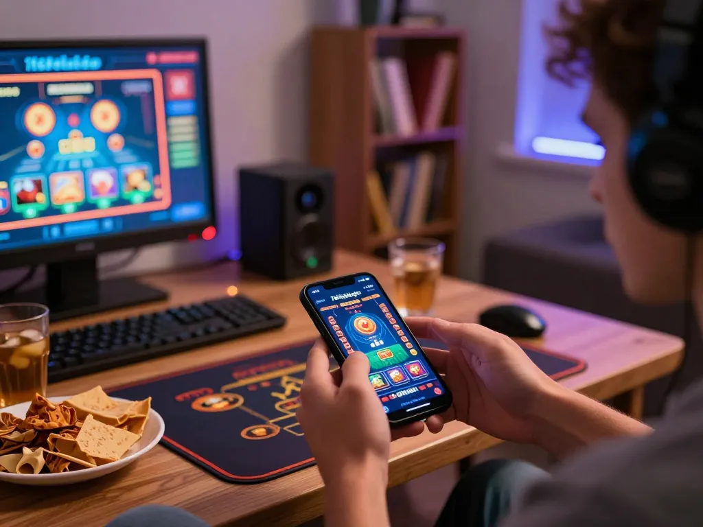 Engaging gameplay on 789clubgo mobile app showcasing dynamic casino graphics in a cozy home setting.
