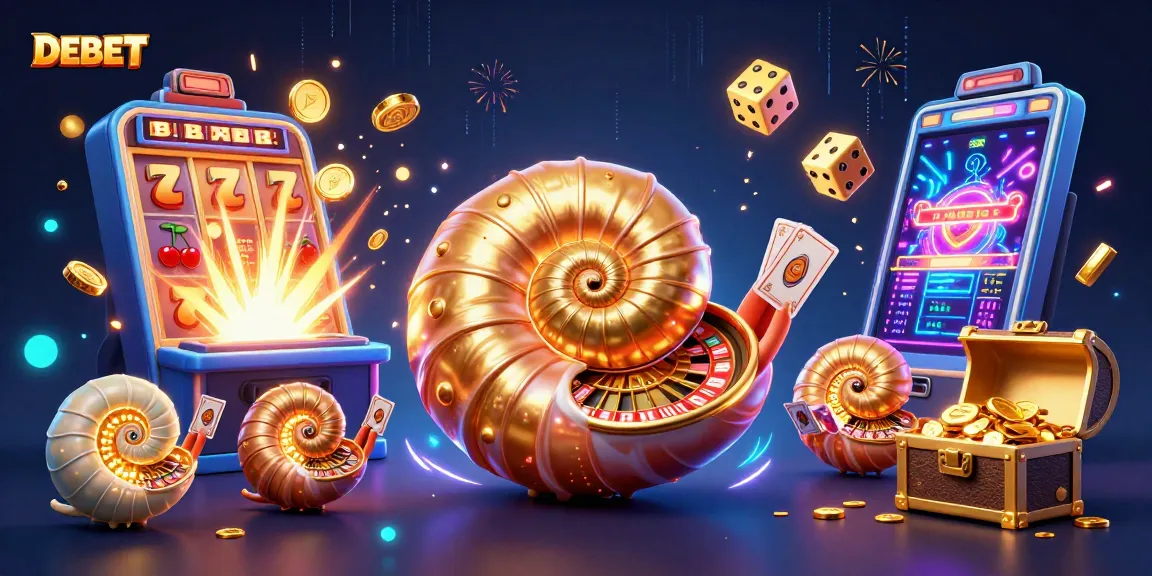Experience DEBET excitement with an ancient giant nautilus and dazzling casino elements.